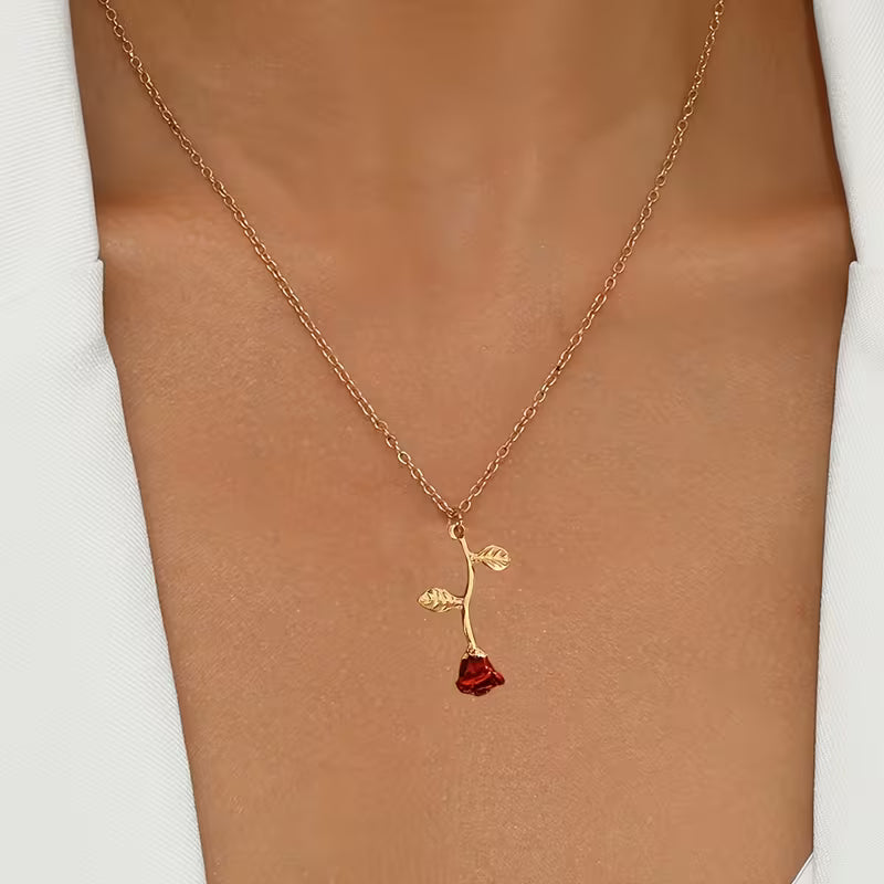 Falling Rose Necklace & Pink Tulip Bracelet - Pack of 2 Deal