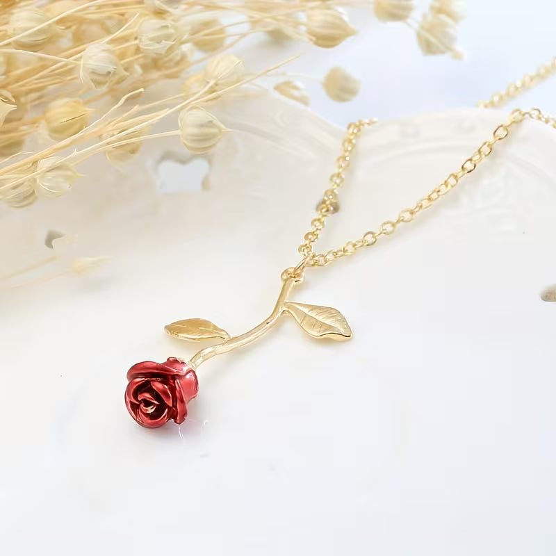 Falling Rose Necklace & Pink Tulip Bracelet - Pack of 2 Deal