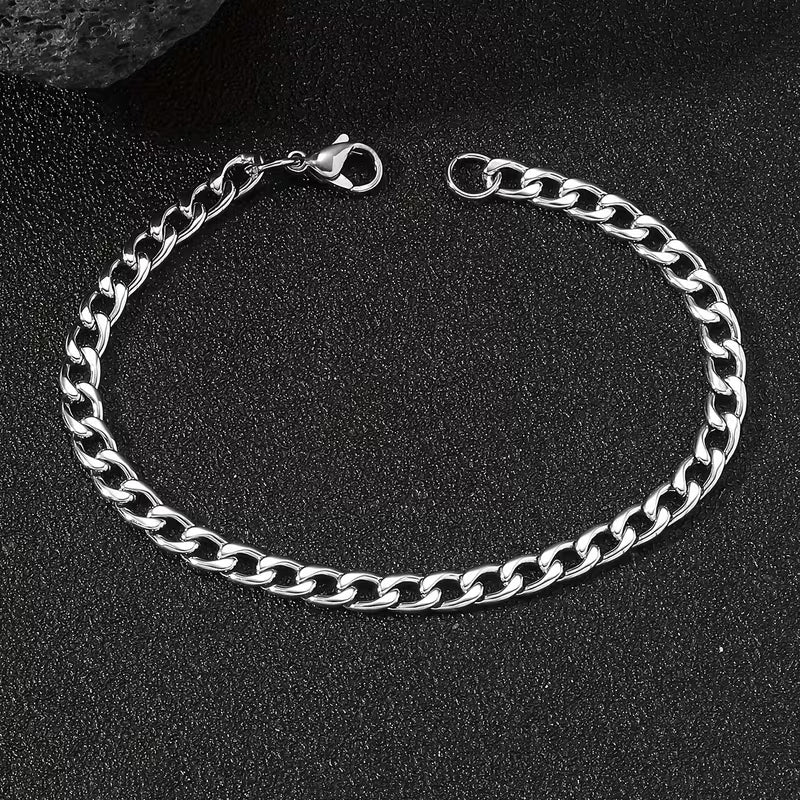 Classic Cuban Link Bracelet – Silver Tone