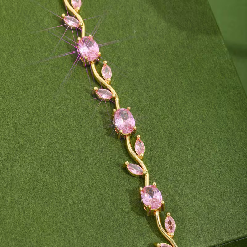 Falling Rose Necklace & Pink Tulip Bracelet - Pack of 2 Deal