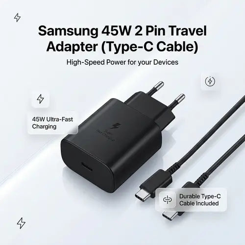 Samsung 45W Fast Charger (2-Pin) with Type-C Cable